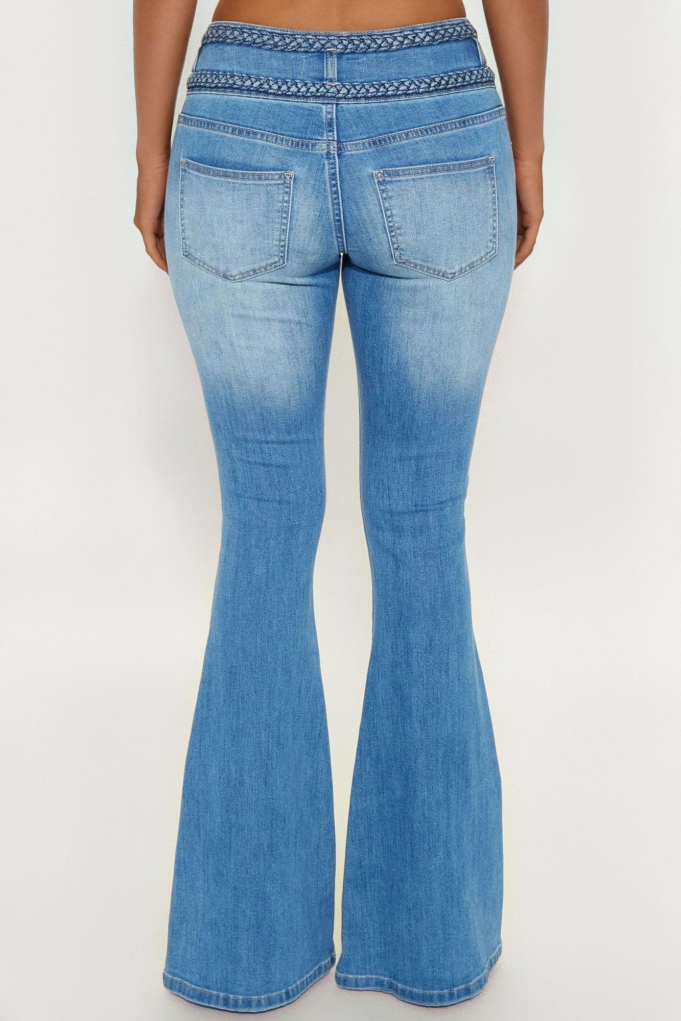 Cannes Braided Stretch Flare Jeans - Medium Wash Female Product Image