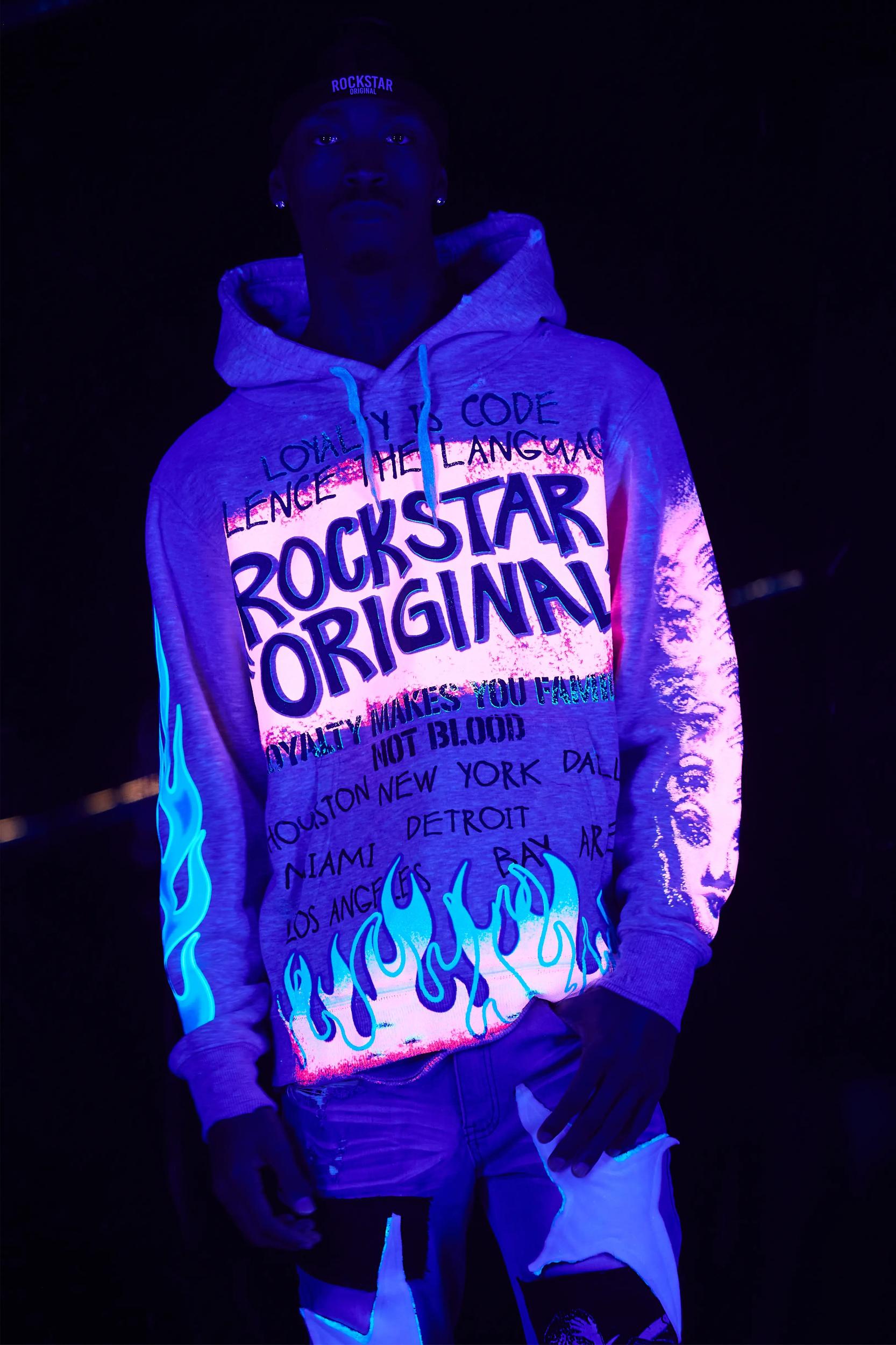 Beno Heather Grey Distressed Graphic Hoodie Male Product Image