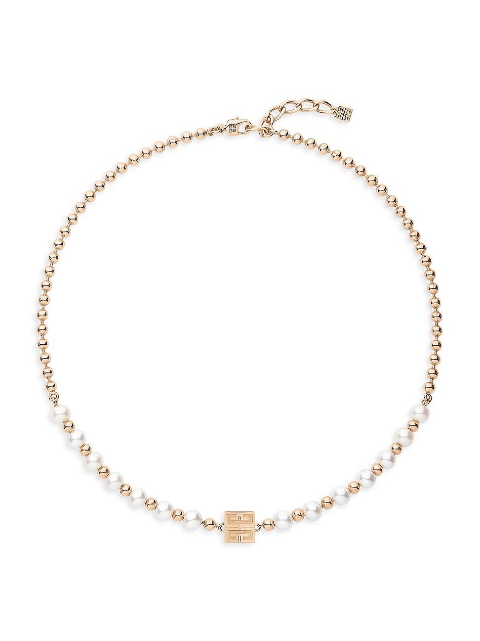 Womens 4G Necklace in Metal with Pearls Product Image