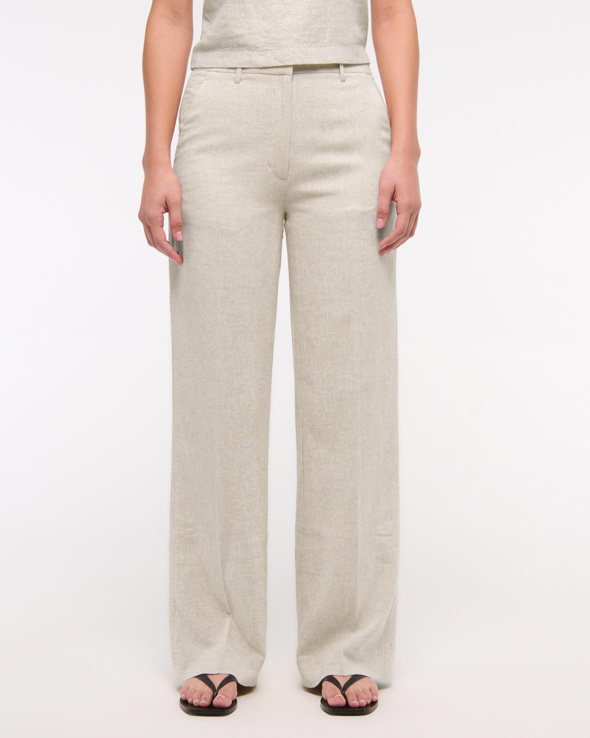 Tailored Linen-Blend Wide Leg Pant Product Image