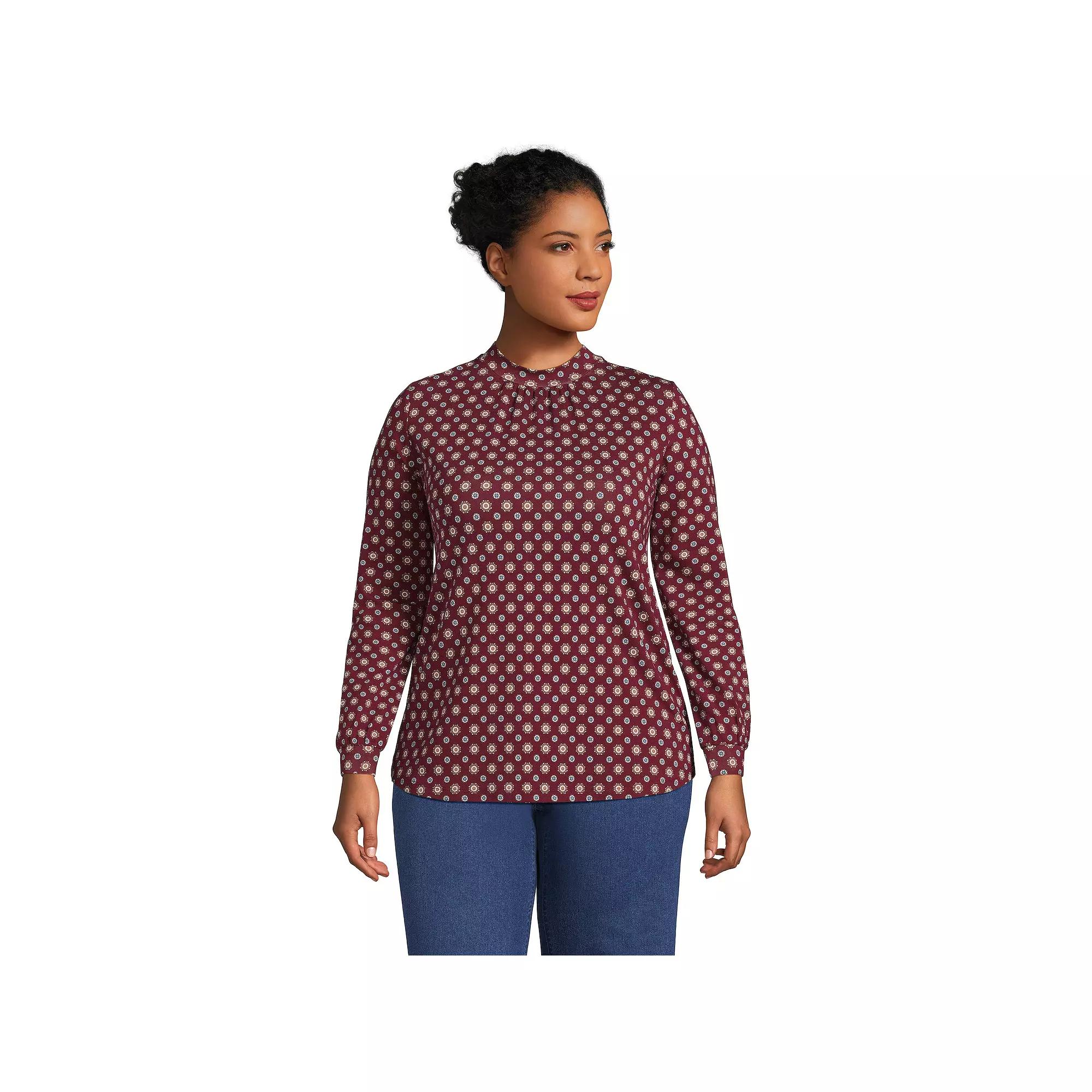 Plus Size Lands' End Gathered Mockneck Top, Women's, Size: 2XL, Deep Balsam Product Image