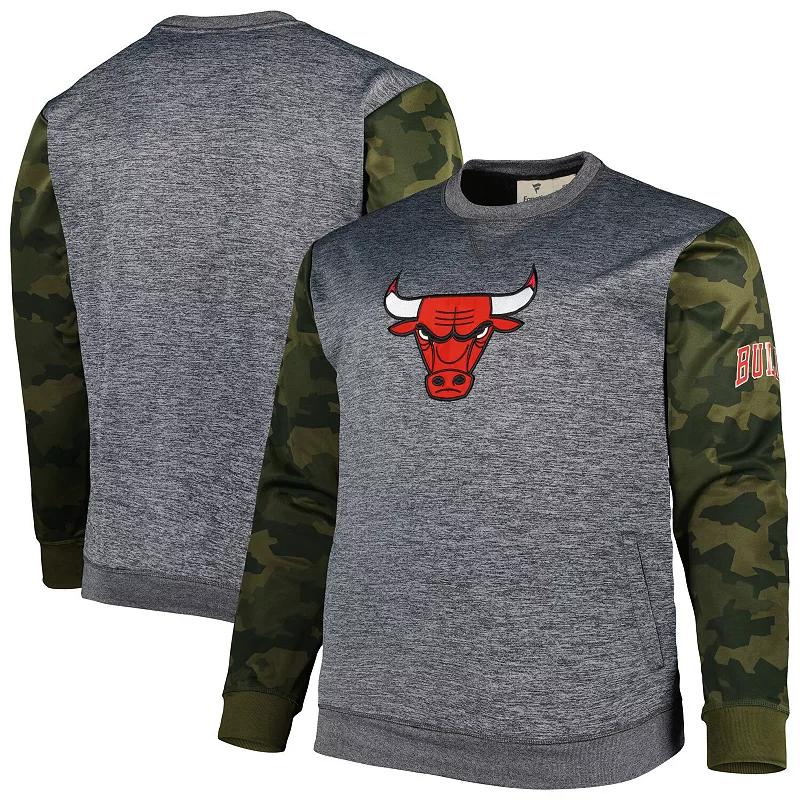 Mens Fanatics Branded Heather Charcoal Chicago Bulls Big & Tall Camo Stitched Sweatshirt Product Image