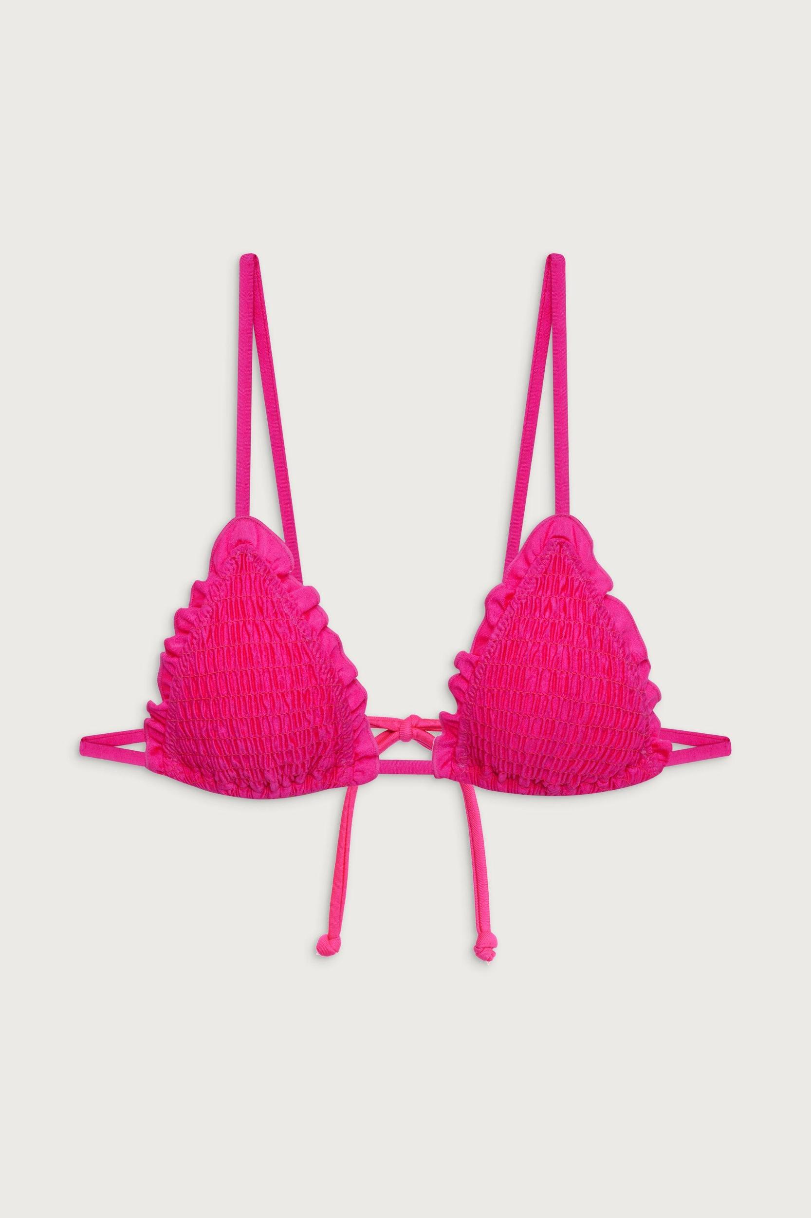 Penny Triangle Shine Bikini Top - Candy Pink Product Image