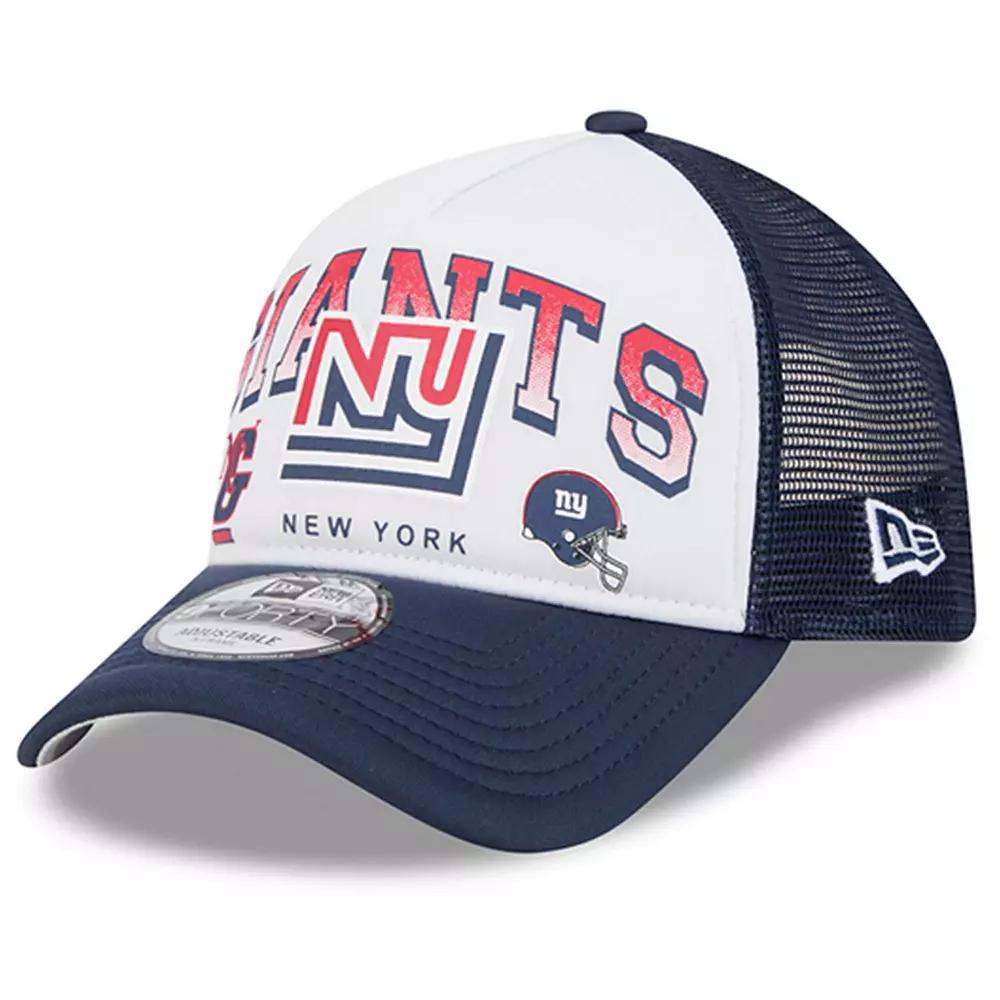 Men's New Era White/Royal New York Giants Retro Wordmark A-Frame 9FORTY Adjustable Hat Product Image