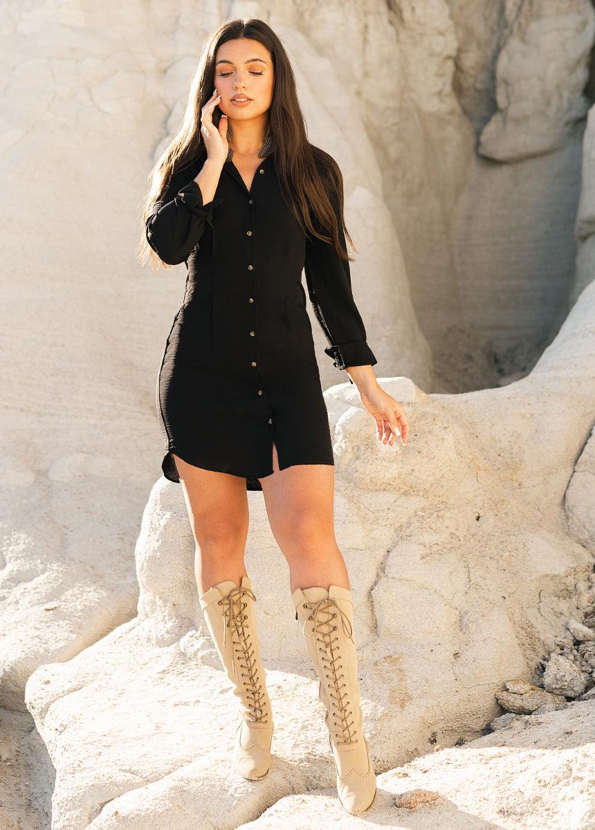 Mya Shirt Dress in Black Female Product Image