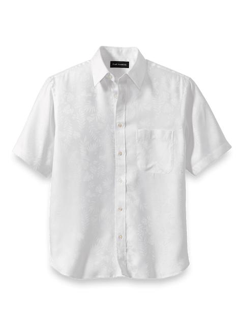 Lyocell Solid Jacquard Casual Shirt - White Product Image