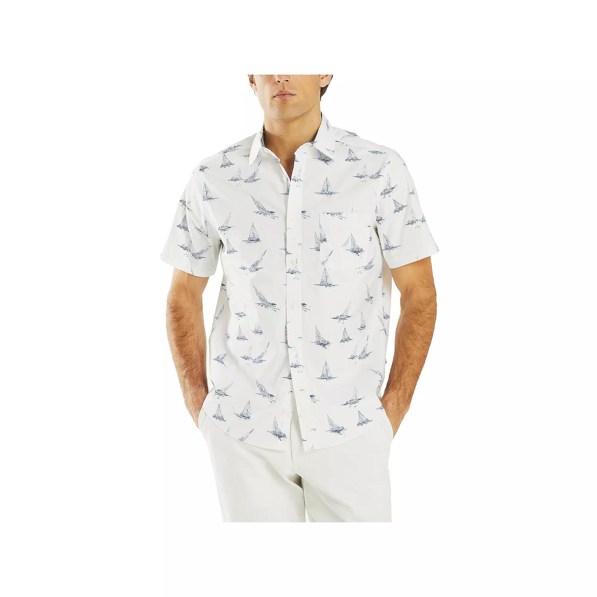 Men's Nautica Sailboat Short-Sleeve Shirt, Size: Large, White Sailboat Product Image