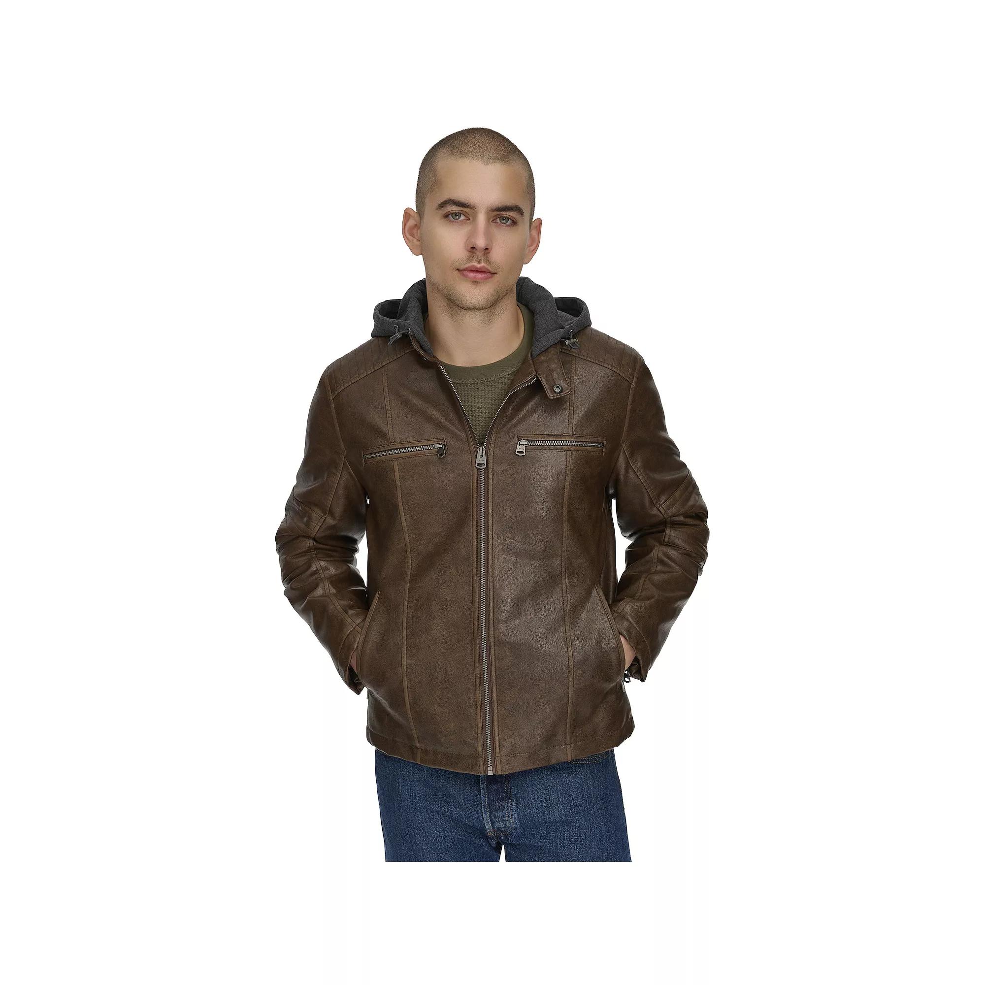 Men's Levi's® Faux Leather Racer Jacket, Size: Large, Russet Brown Product Image