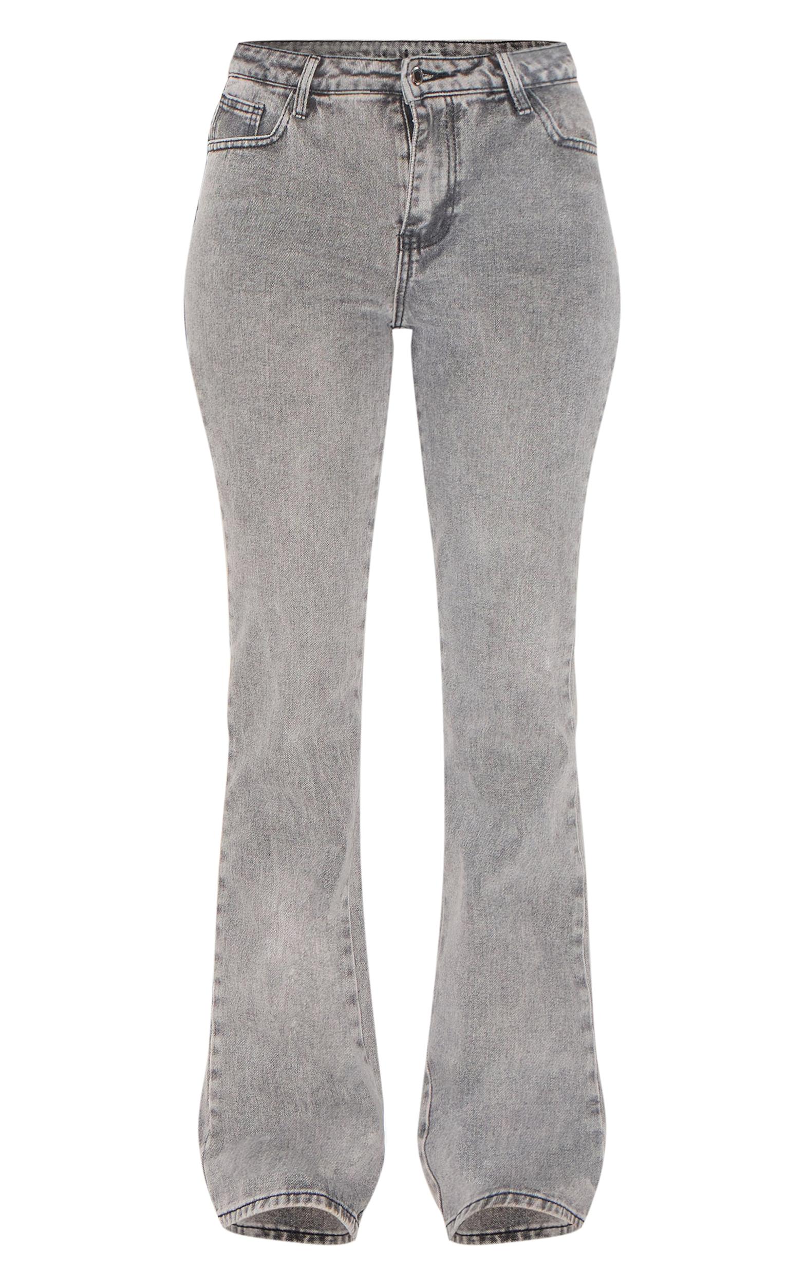 Tall Washed Grey Slim Fit Low Rise Flared Jeans Product Image