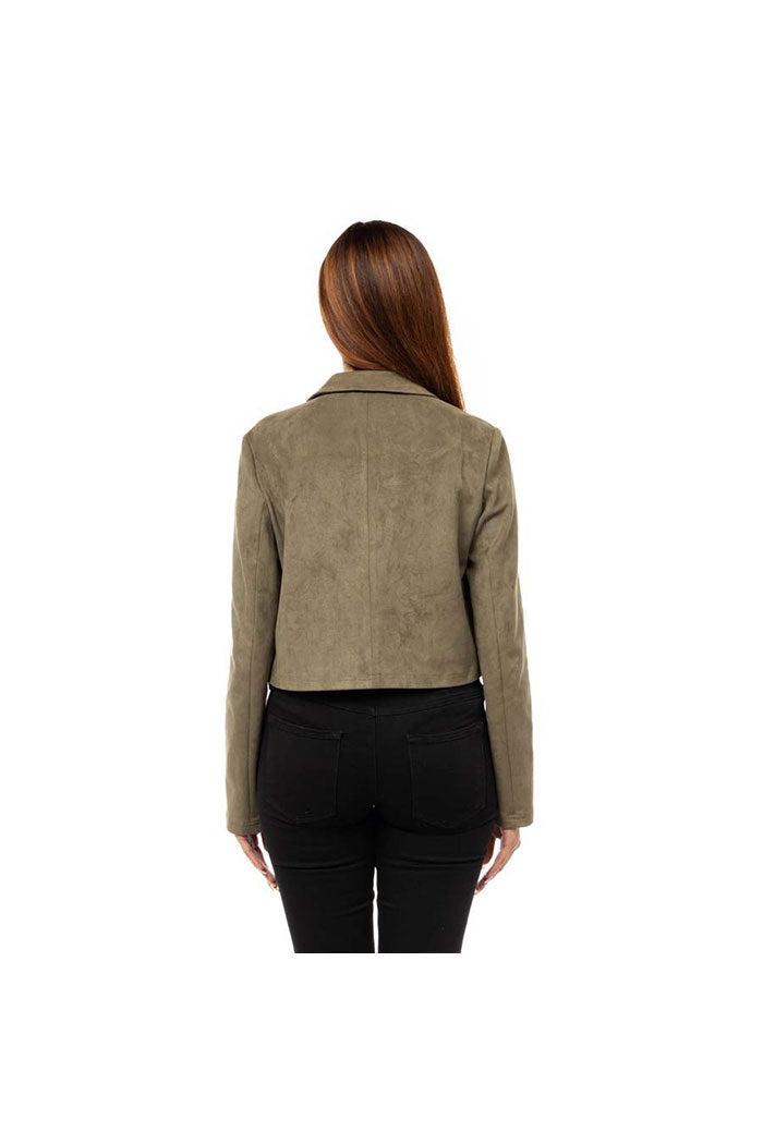 Suede-Leather Jacket with Front Zipper Product Image