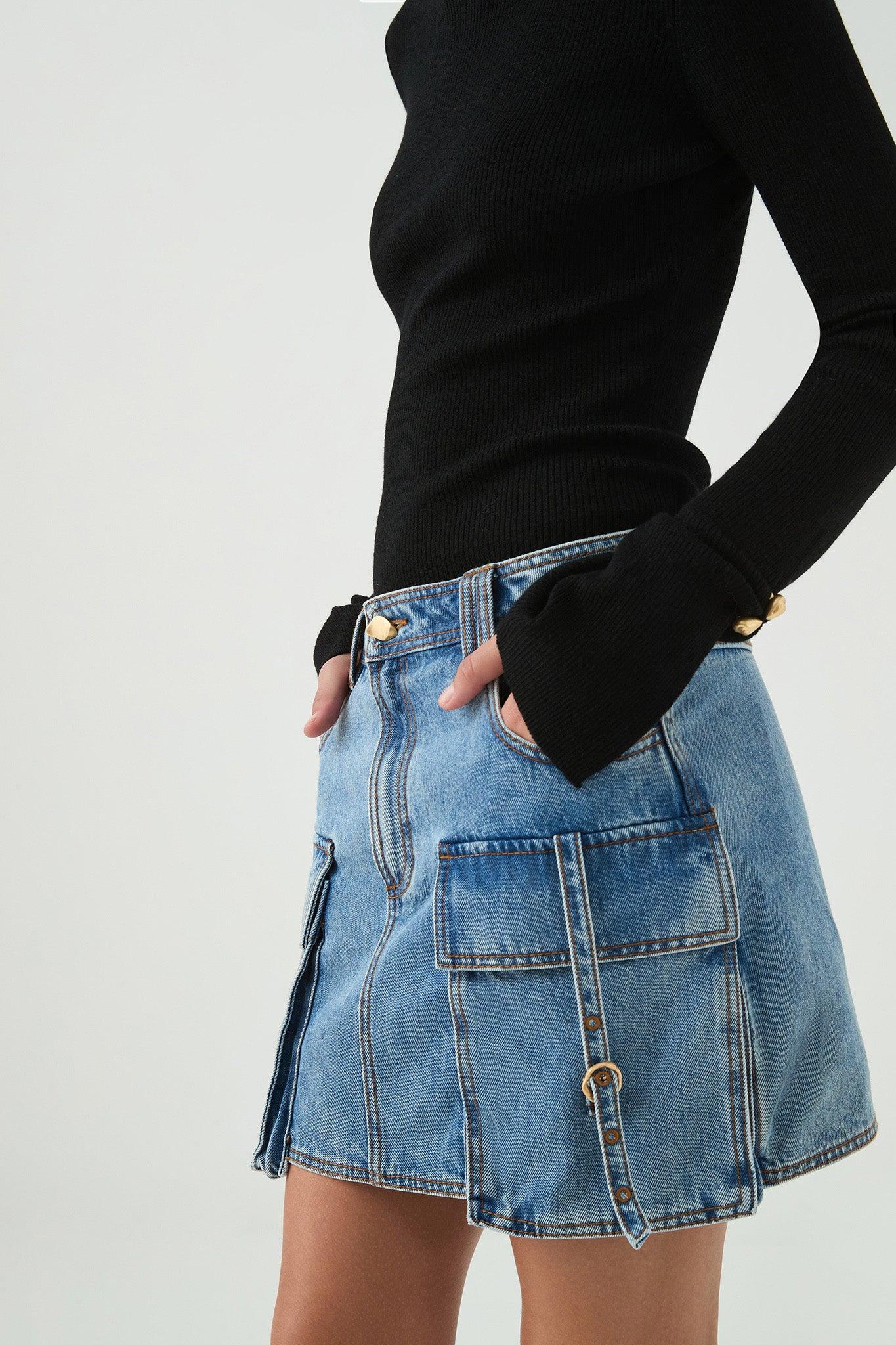 Juno Denim Micro Mini Skirt Product Image