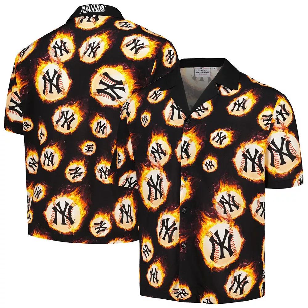 Men's Black New York Yankees Flame Fireball Button-Up Shirt,  Product Image