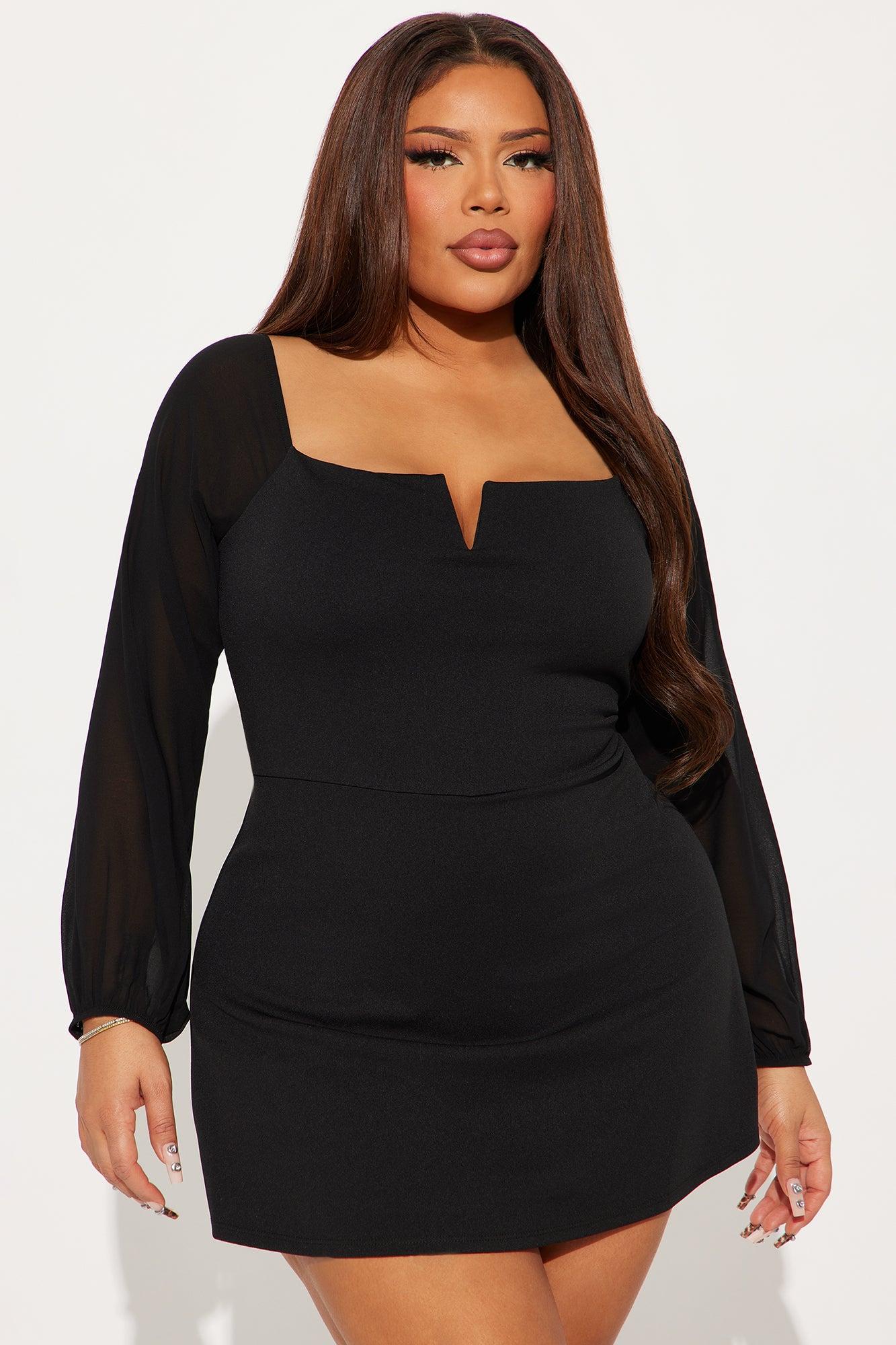 Klara Crepe Long Sleeve Skort Romper - Black Product Image