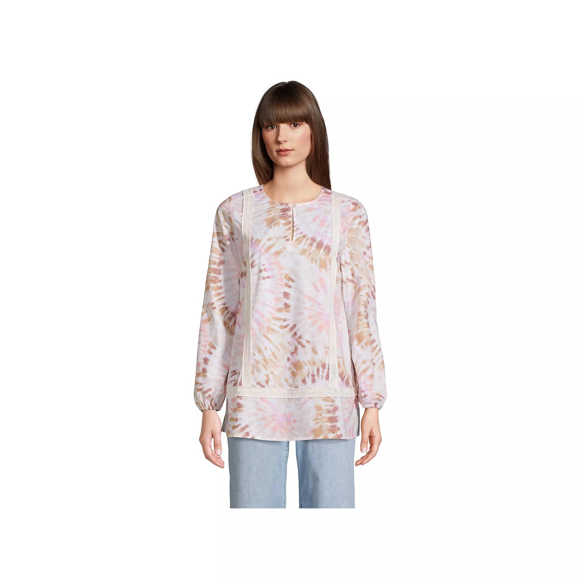 Petite Lands' End Split Neck Tunic Top, Women's,  Product Image