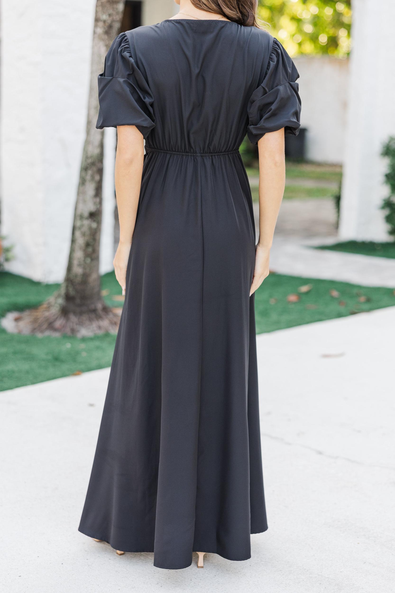 Keep It Up Black Puff Sleeve Maxi Dress Female Product Image