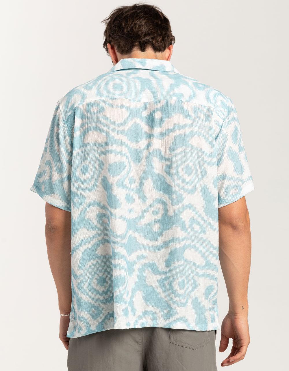 RSQ Mens Texture Blur Camp Shirt - BLUE Product Image