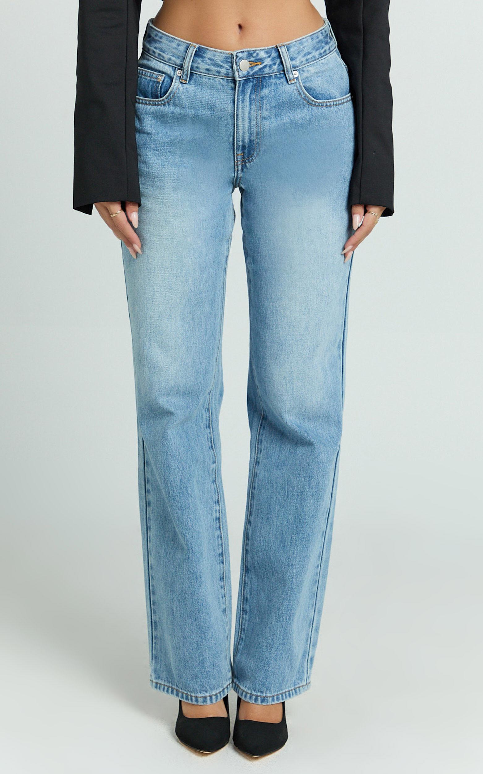 Darcie Jeans - Baggy Recycled Denim Jeans in Mid Blue Wash Product Image