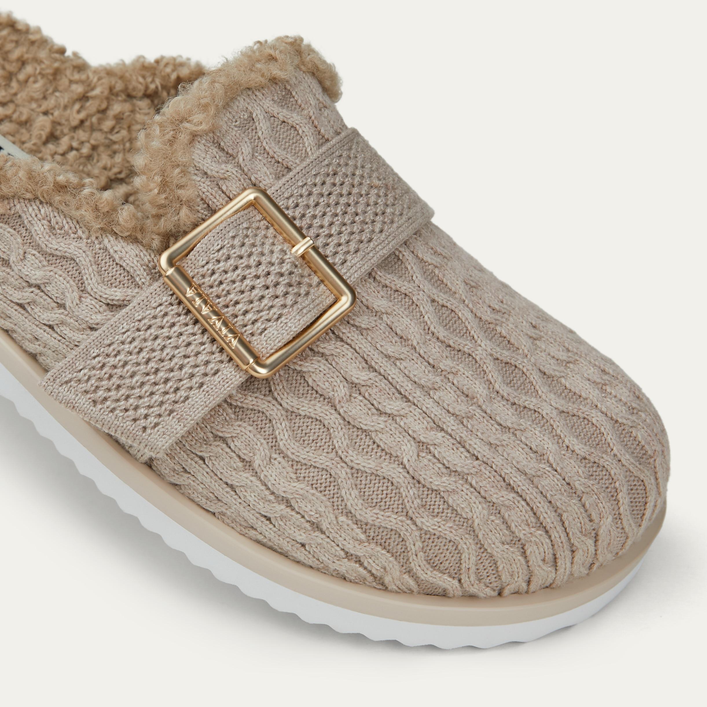 Round-Toe Wool Slippers (Hazel) Product Image