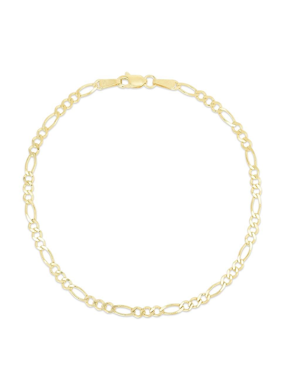Womens 14K Yellow Gold Figaro-Chain Anklet Product Image