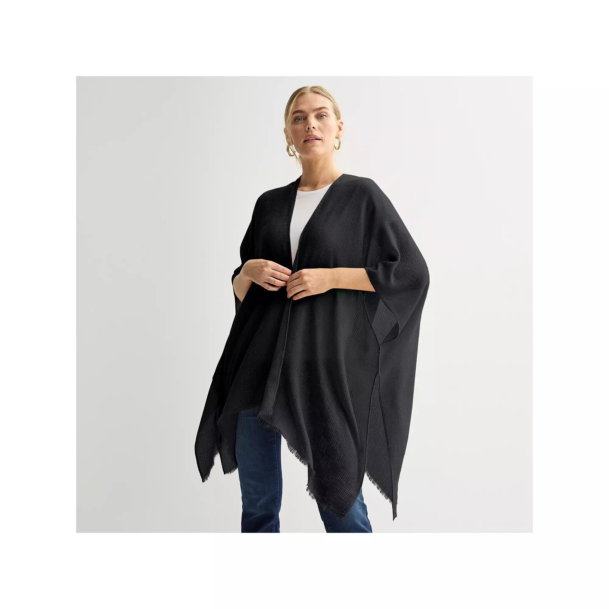 Womens Nine West Box Weave Solid Ruana Product Image