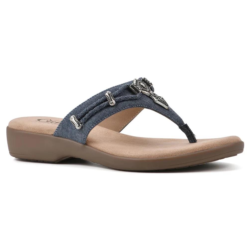 Cliffs by White Mountain Bailee Women's Thong Sandals, Size: 11, Dark Blue Blue Fabric Product Image