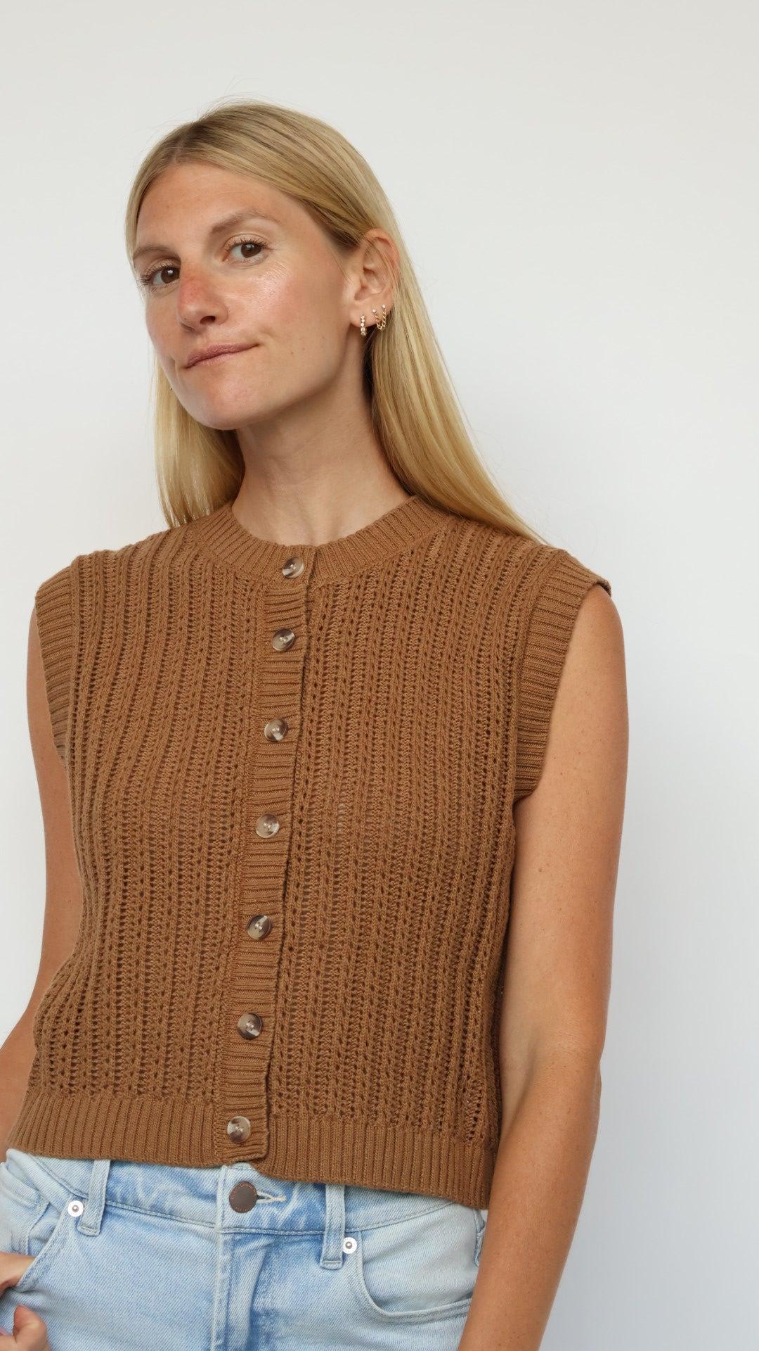Classic Knit Button-Front Vest Product Image