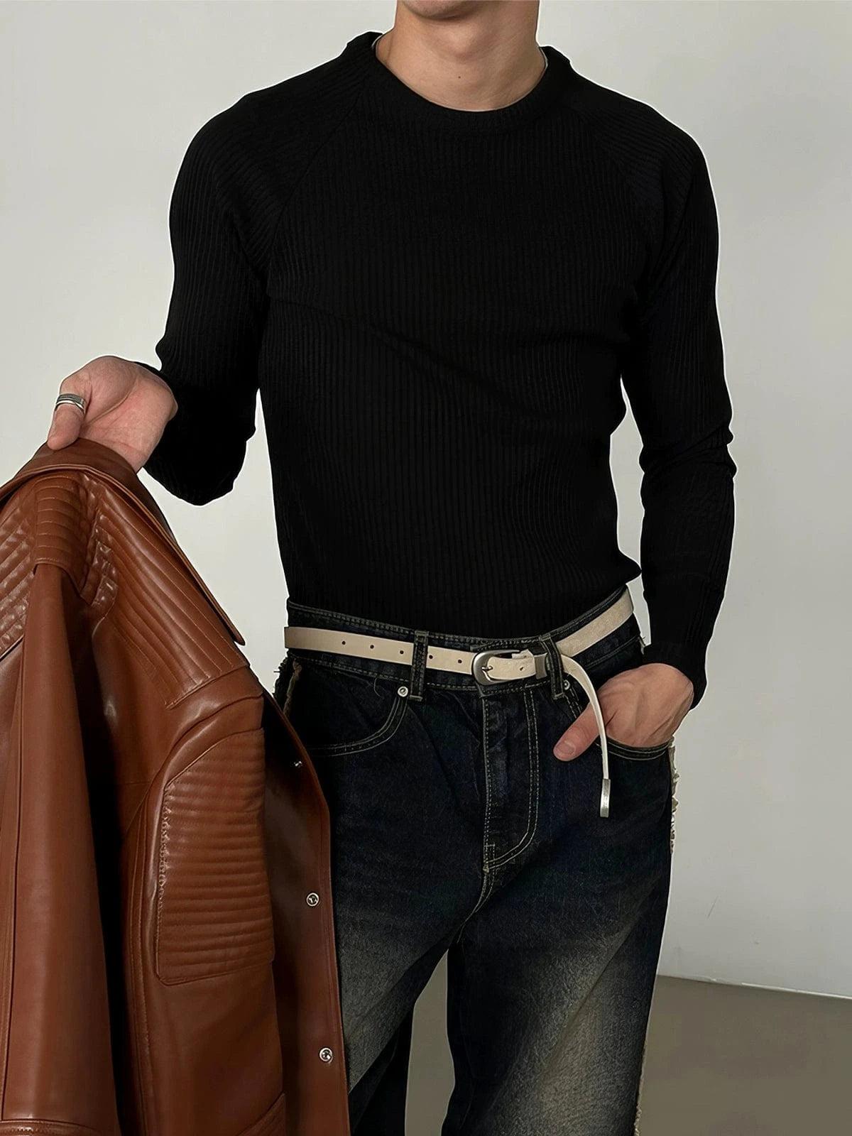 RT No. 13034 BLACK SLIM KNIT LONGSLEEVE Product Image