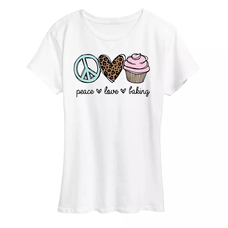 Women's Peace Love Baking Graphic Tee,  Product Image