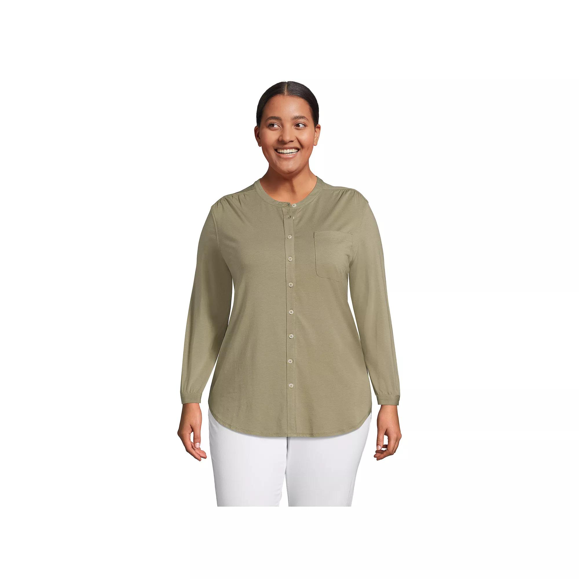 Plus Size Lands' End Long Sleeve Jersey A-line Tunic, Women's, Size: 2XL, Black Product Image