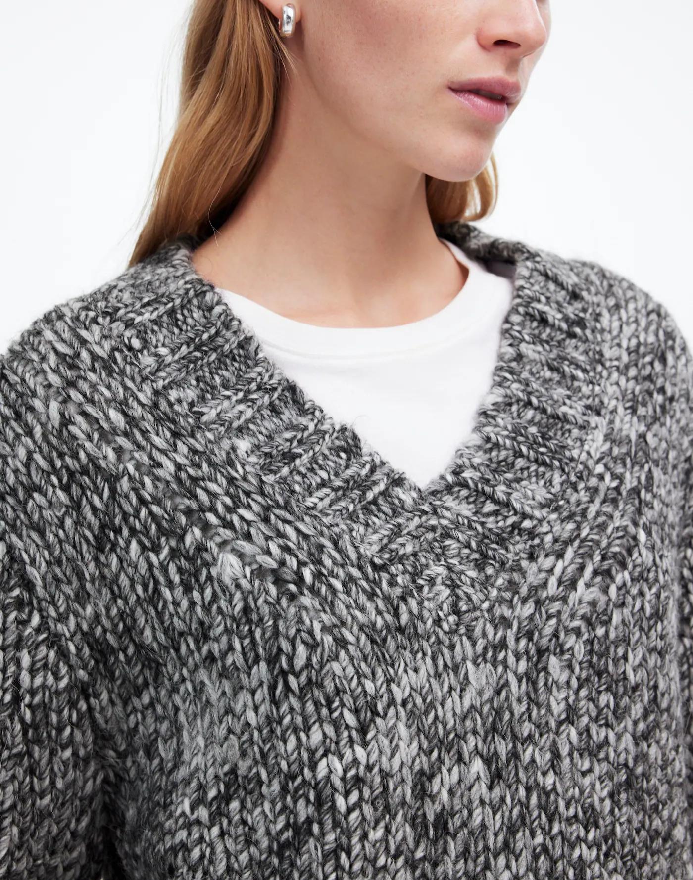 Marled Chunky V-Neck Sweater Product Image