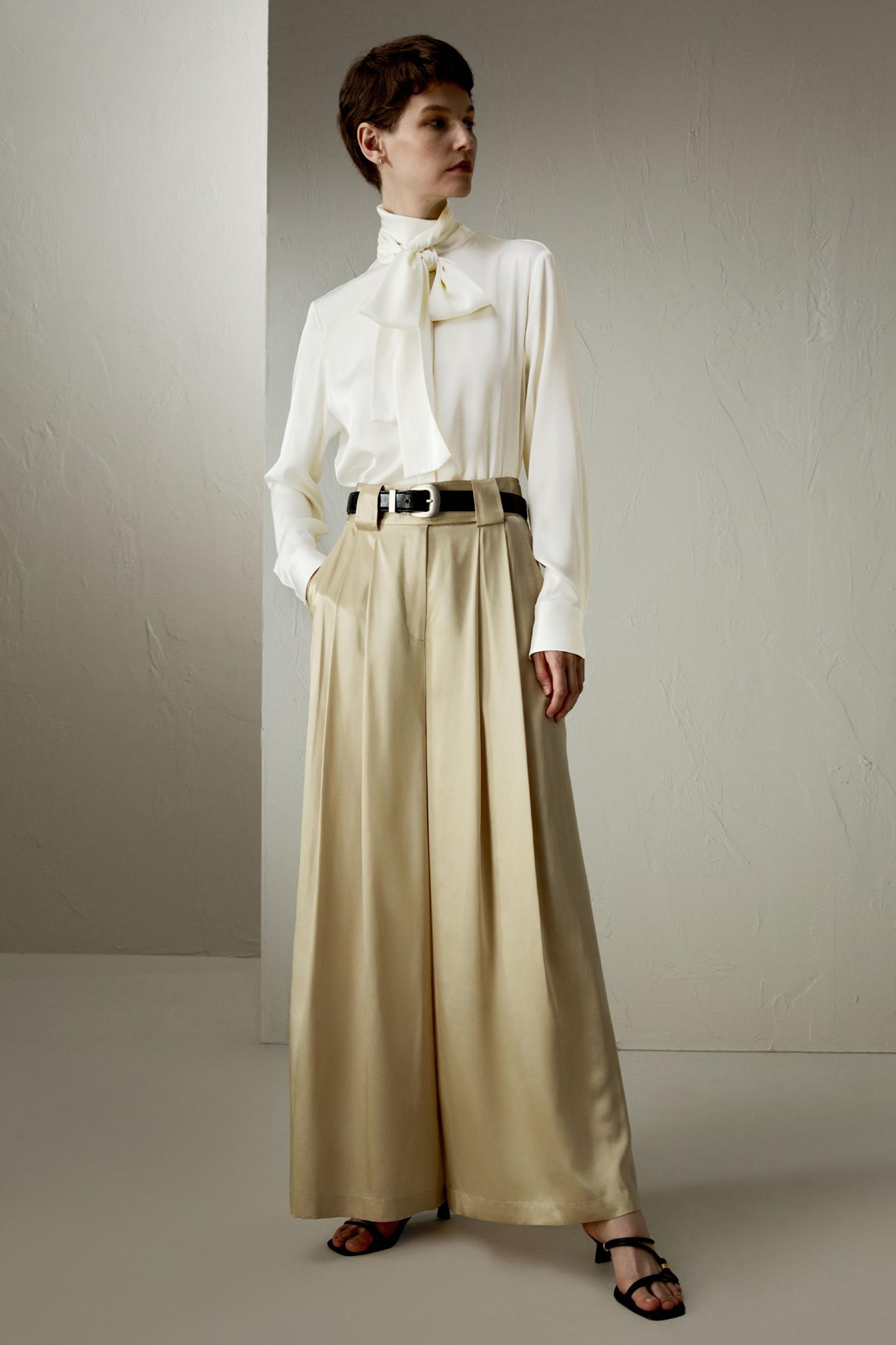 Watershine Silk Wide-Leg Pants Product Image