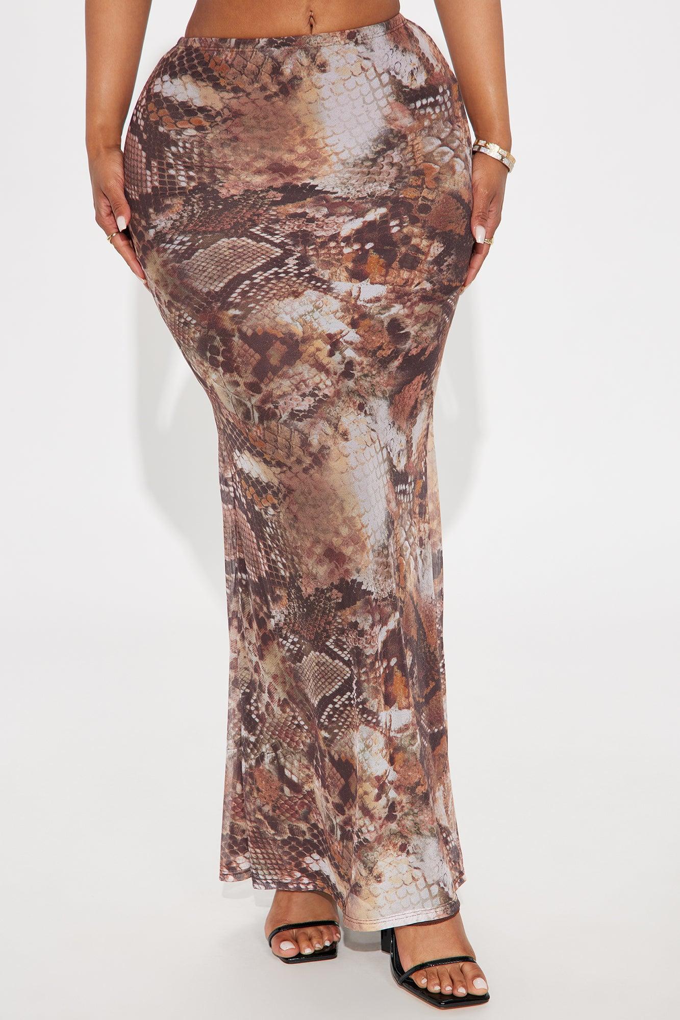 Remi Snakeskin Mesh Maxi Skirt - Brown/combo Female Product Image