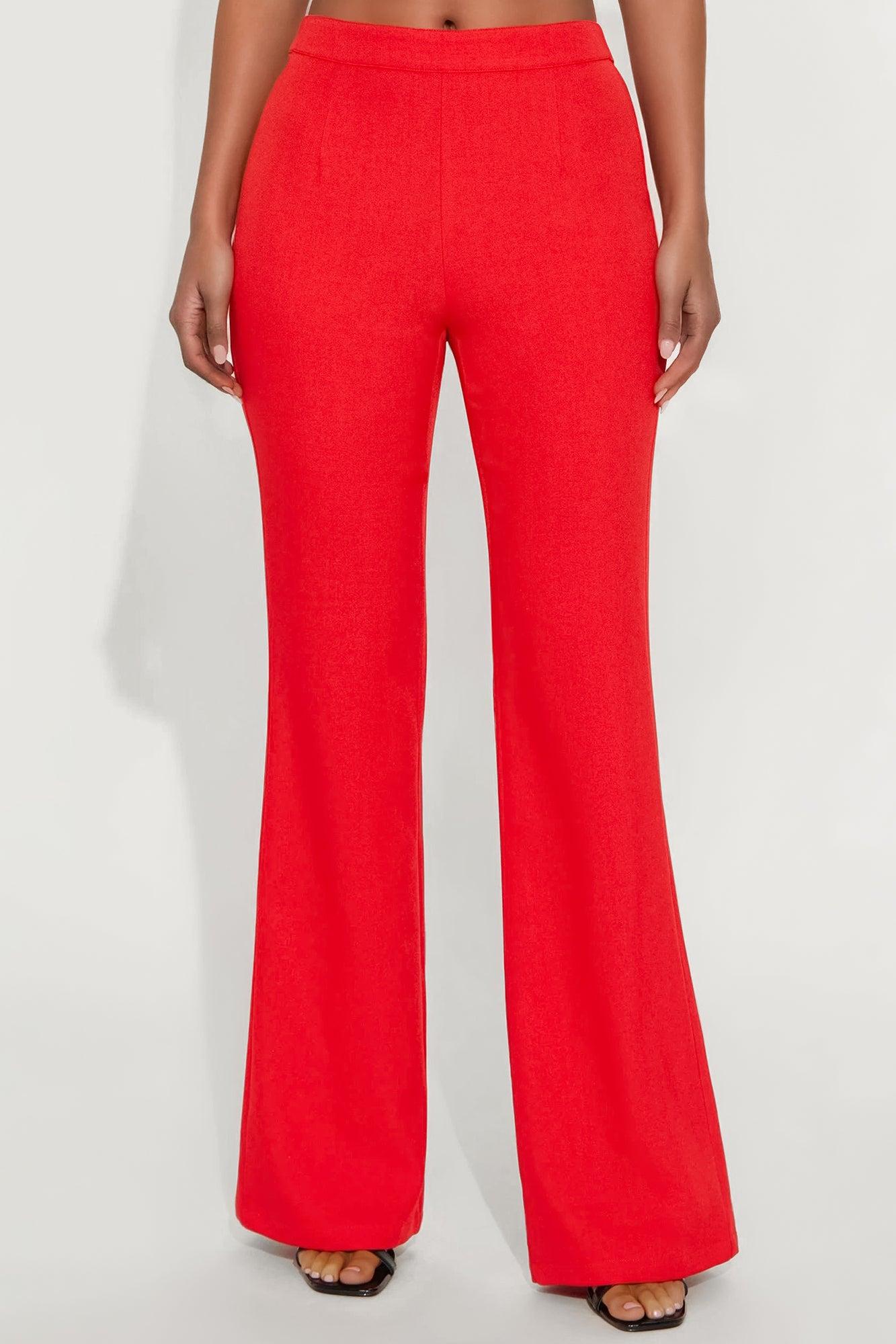 Abrina Twill Flare Pant - Red Female Product Image