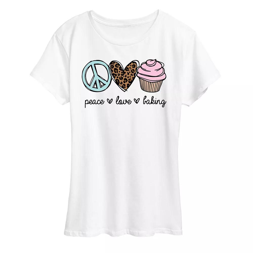 Women's Peace Love Baking Graphic Tee,  Product Image