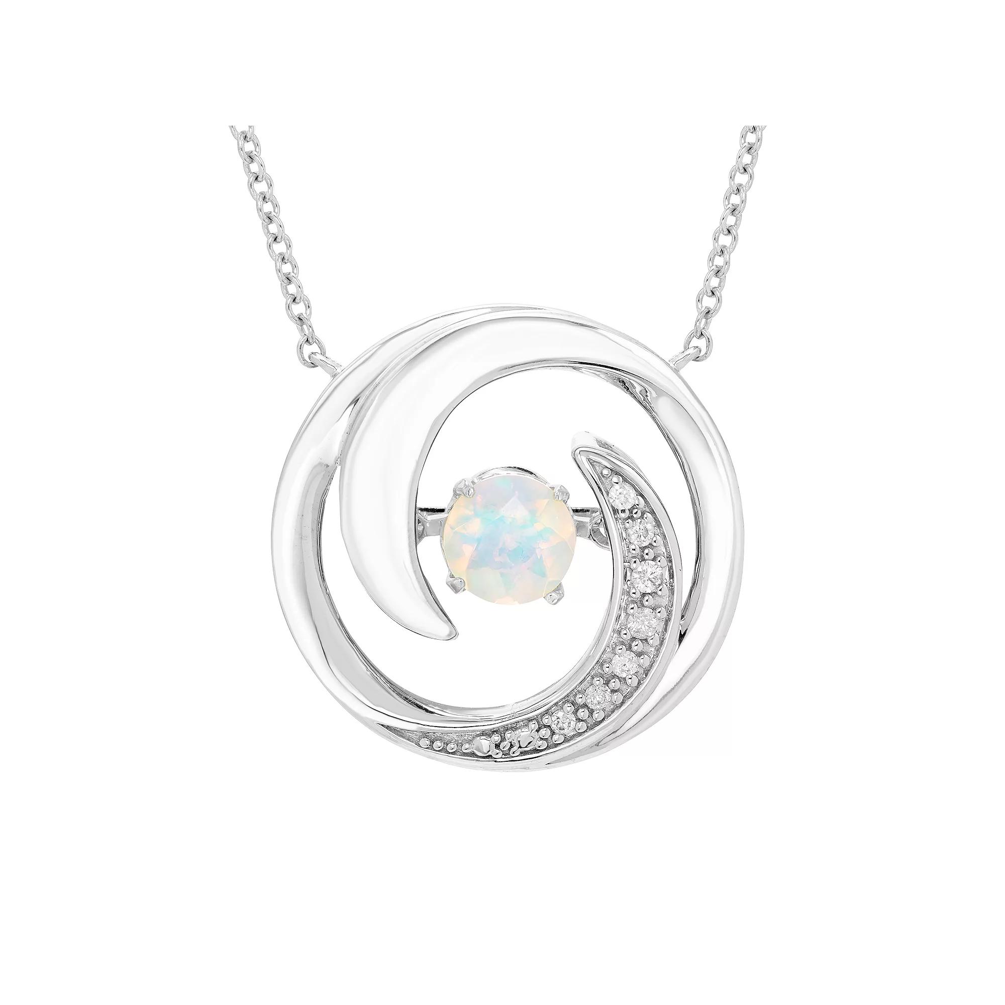 Boston Bay Diamonds Brilliance in Motion Sterling Silver White Opal & Diamond Accent Swirl Necklace, Women's, Size: 18-20" ADJ Product Image