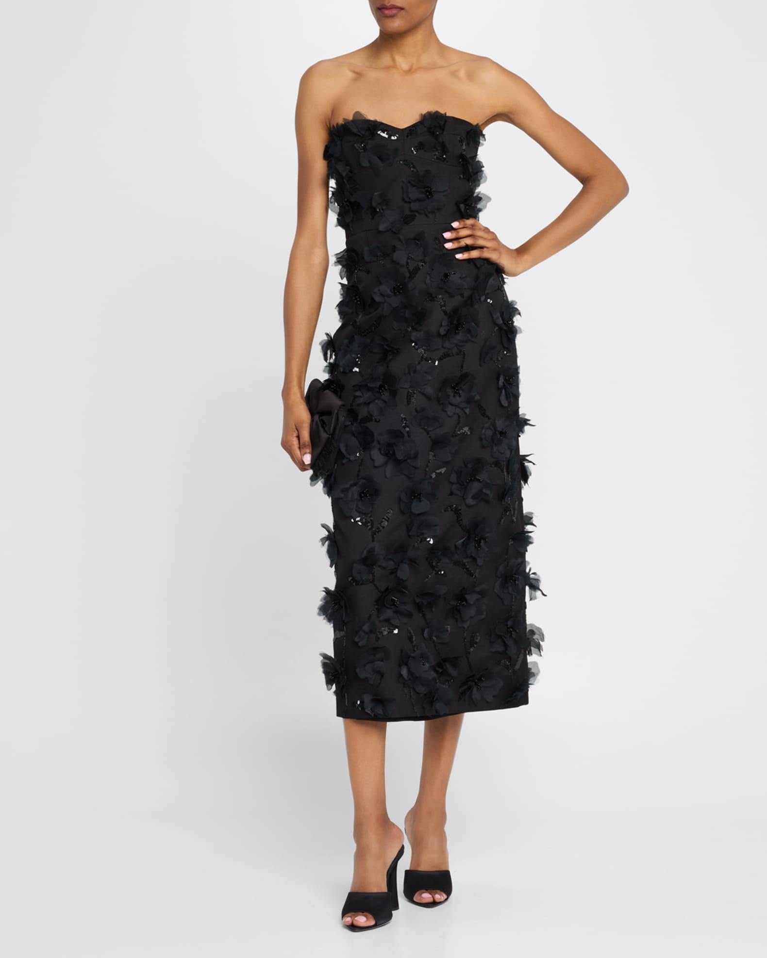 Floral Hand Embellished Strapless Sheath Dress Product Image