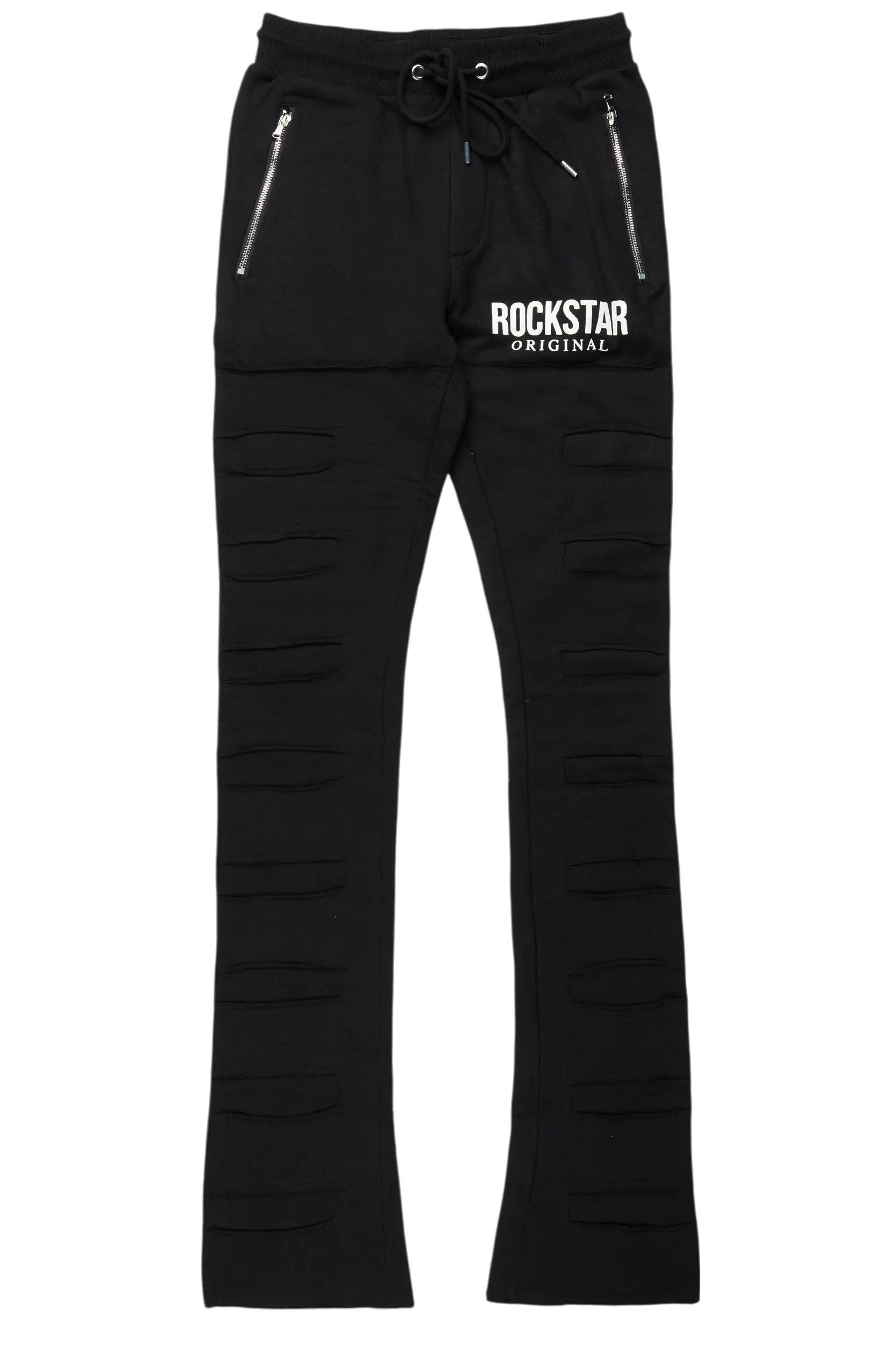 Emilio Black Stacked Flare Track Pant Male Product Image