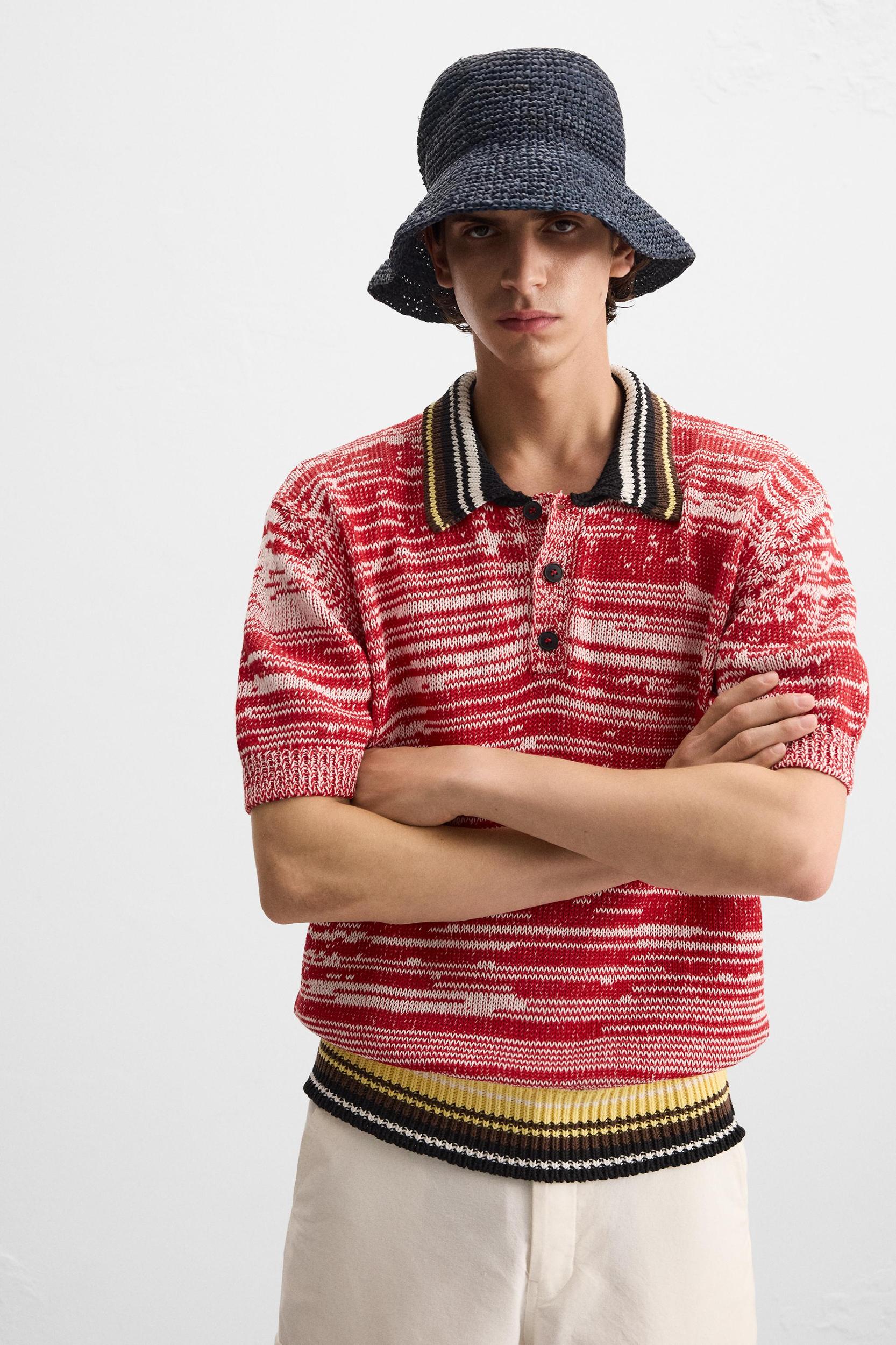 CONTRAST KNIT POLO SHIRT Product Image