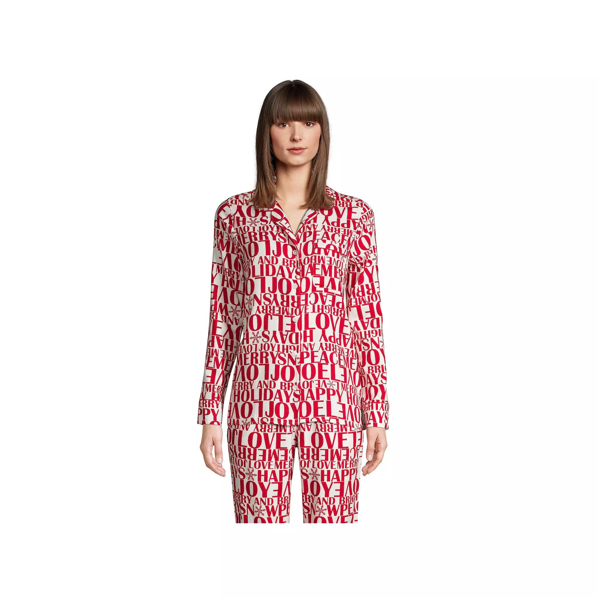 Women's Lands' End Long Sleeve Flannel Pajama Top,  Product Image
