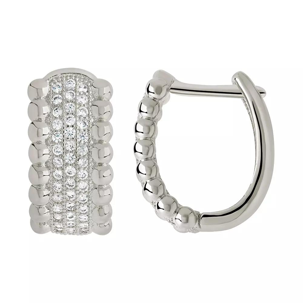 MC Collective Cubic Zirconia Ellerie Micro Hoop Earrings, Women's, Silver Tone Product Image