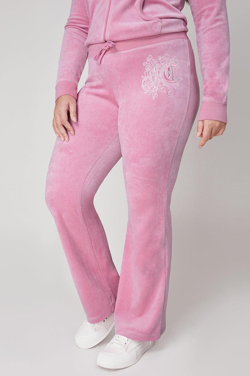Plus-Size Monogram Heritage Cotton Velour Track Pants Product Image