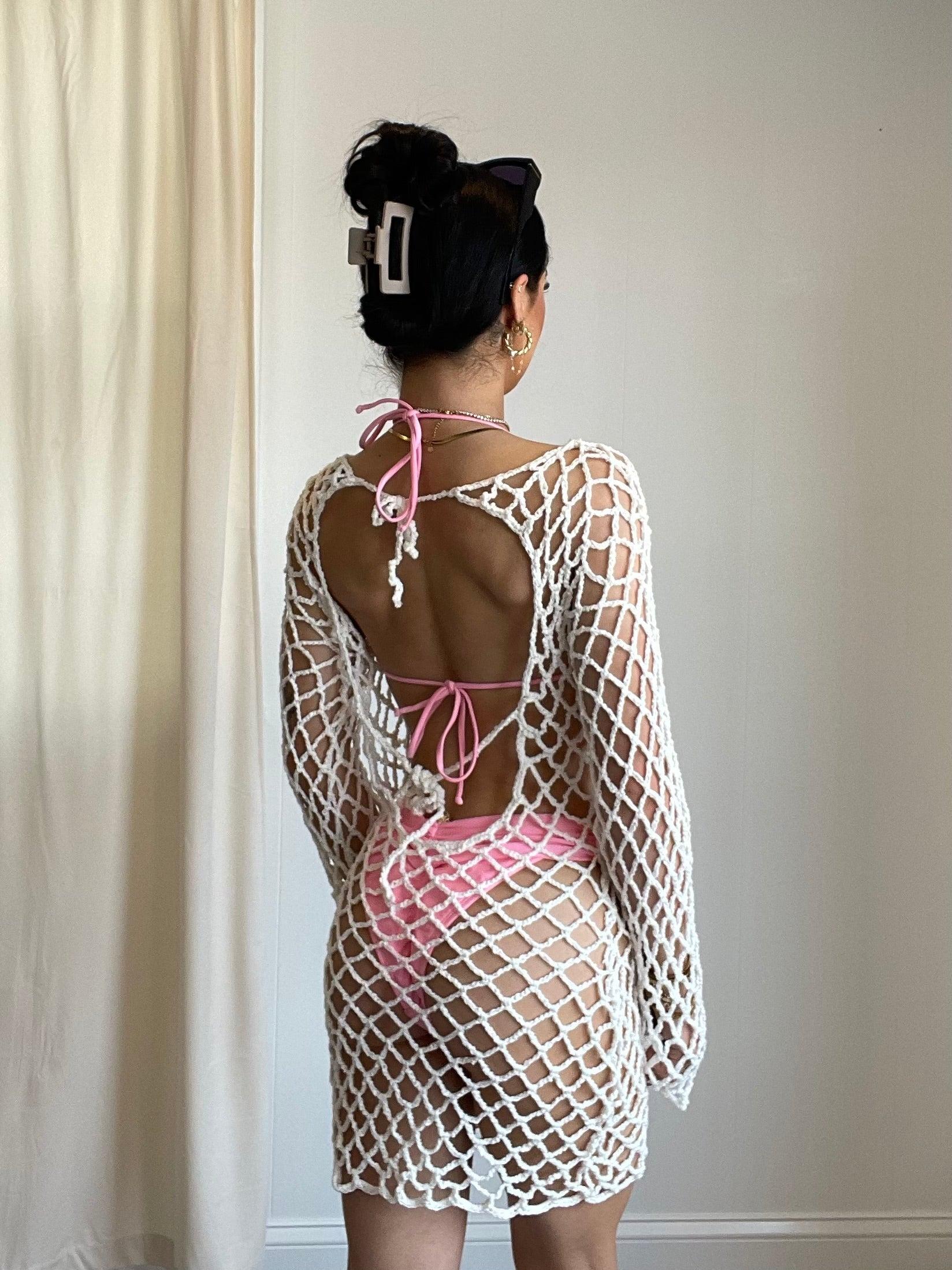 FINAL SALE Cleo Crochet Mini Cover Up Dress Product Image