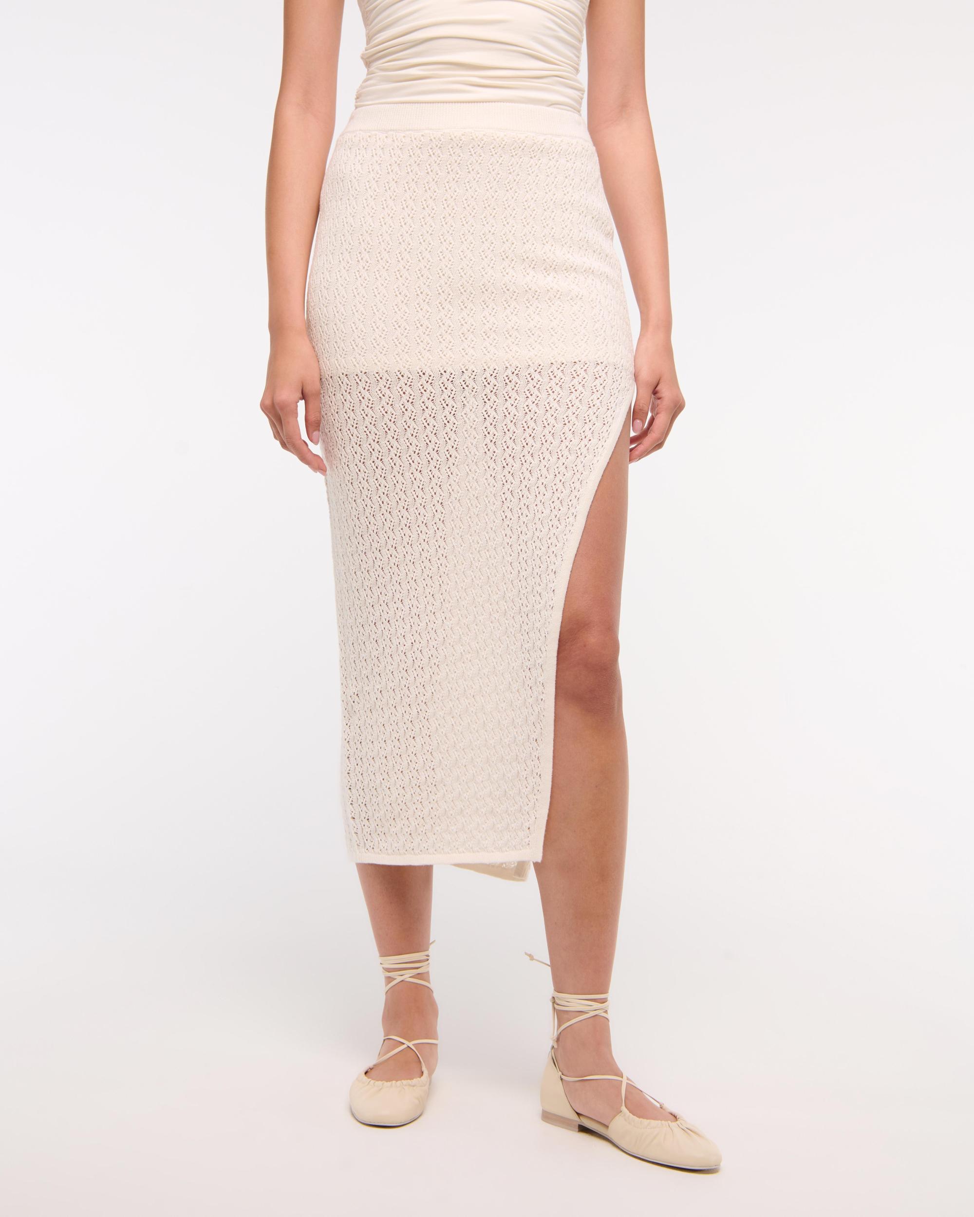 Mid Rise Crochet-Style Maxi Skirt Product Image