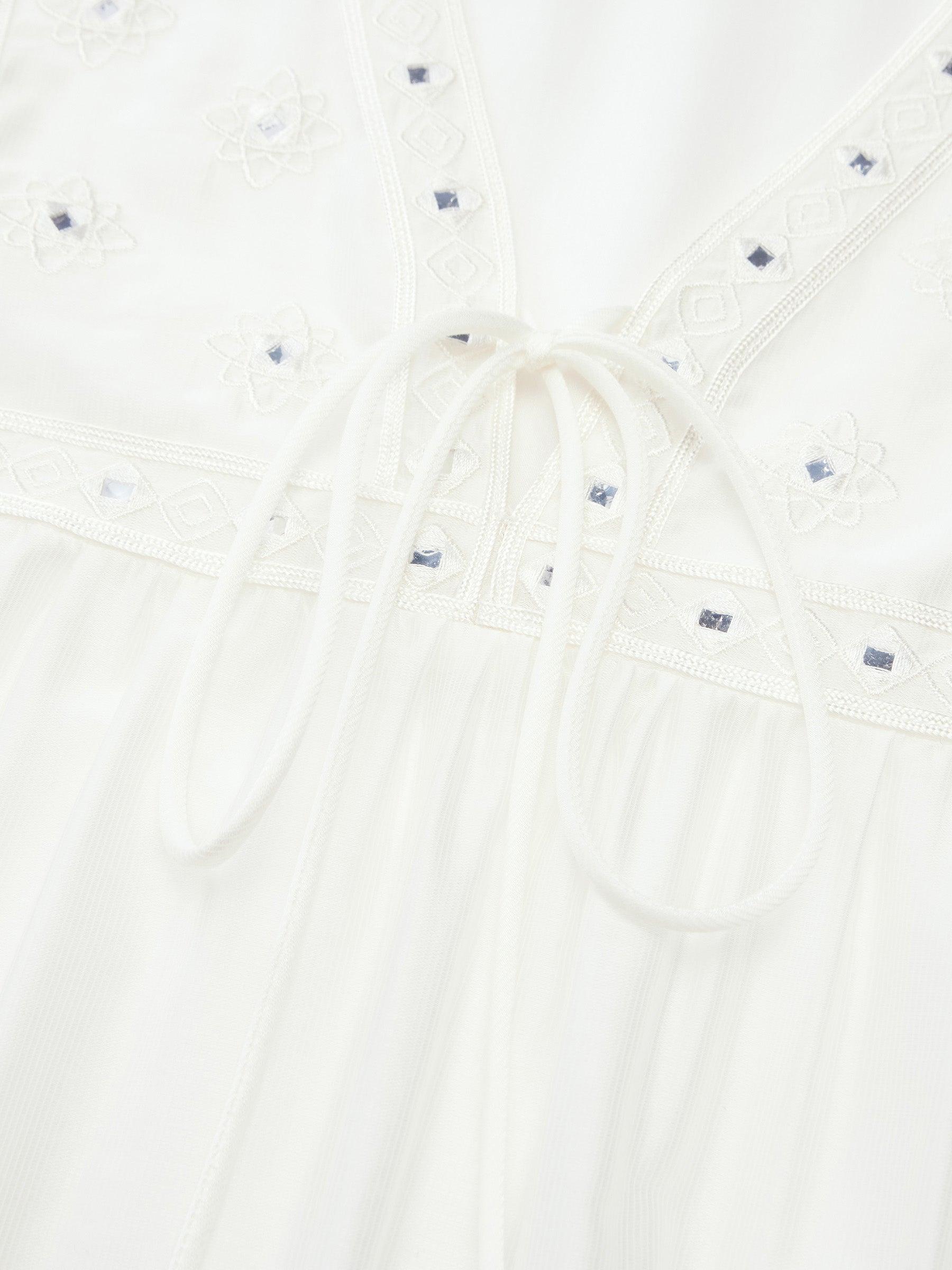 Tencel Blend Embroidered Women Sleeveless Maxi Dress Product Image