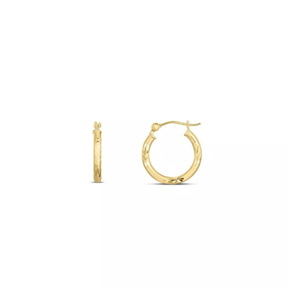 14k Gold 15 mm Round Tube Earrings, Women's Product Image