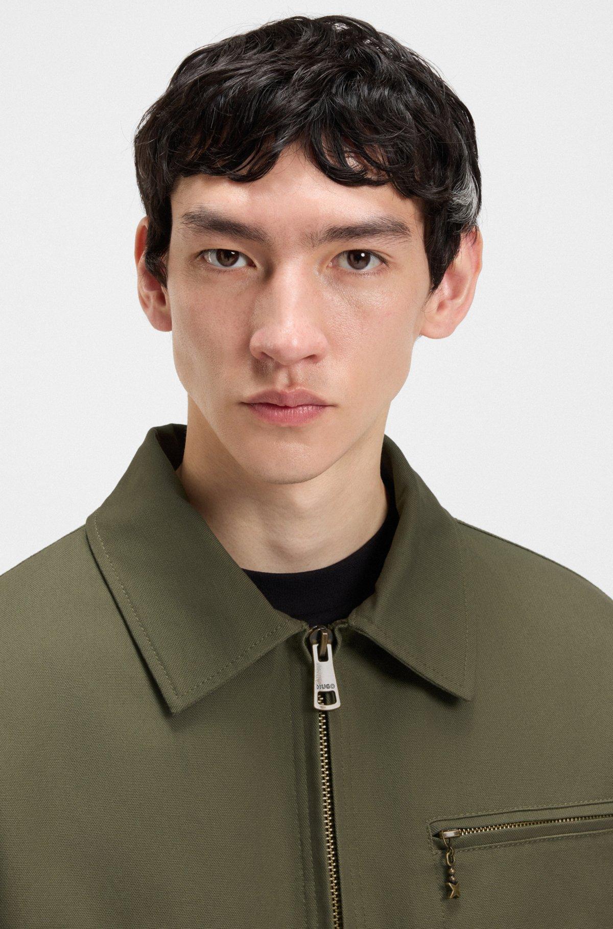 HUGO - Regular-fit jacket in lightly padded cotton canvas - Light Green Product Image