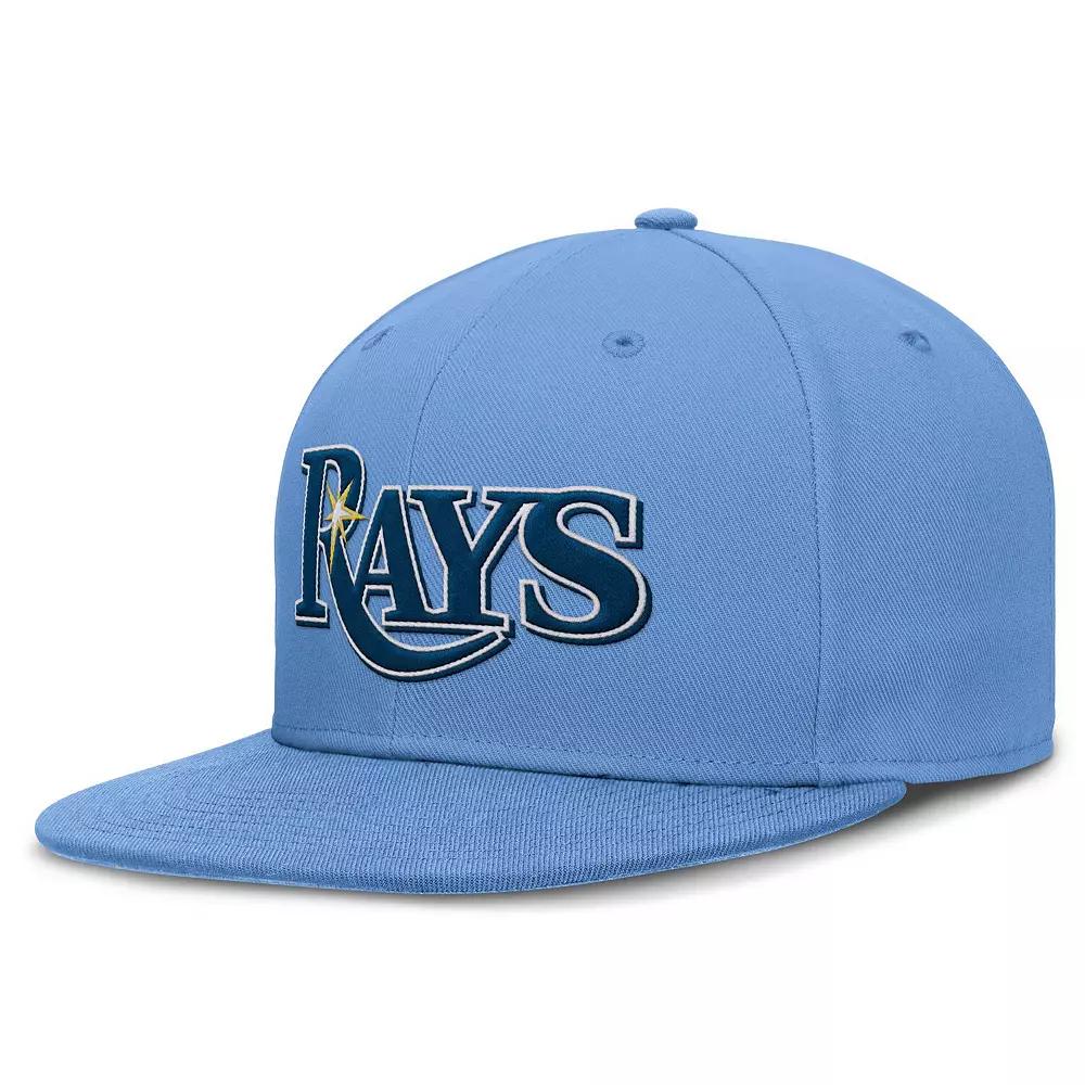 Men's Nike Light Blue Tampa Bay Rays True Round Bill Performance Fitted Hat,  Product Image