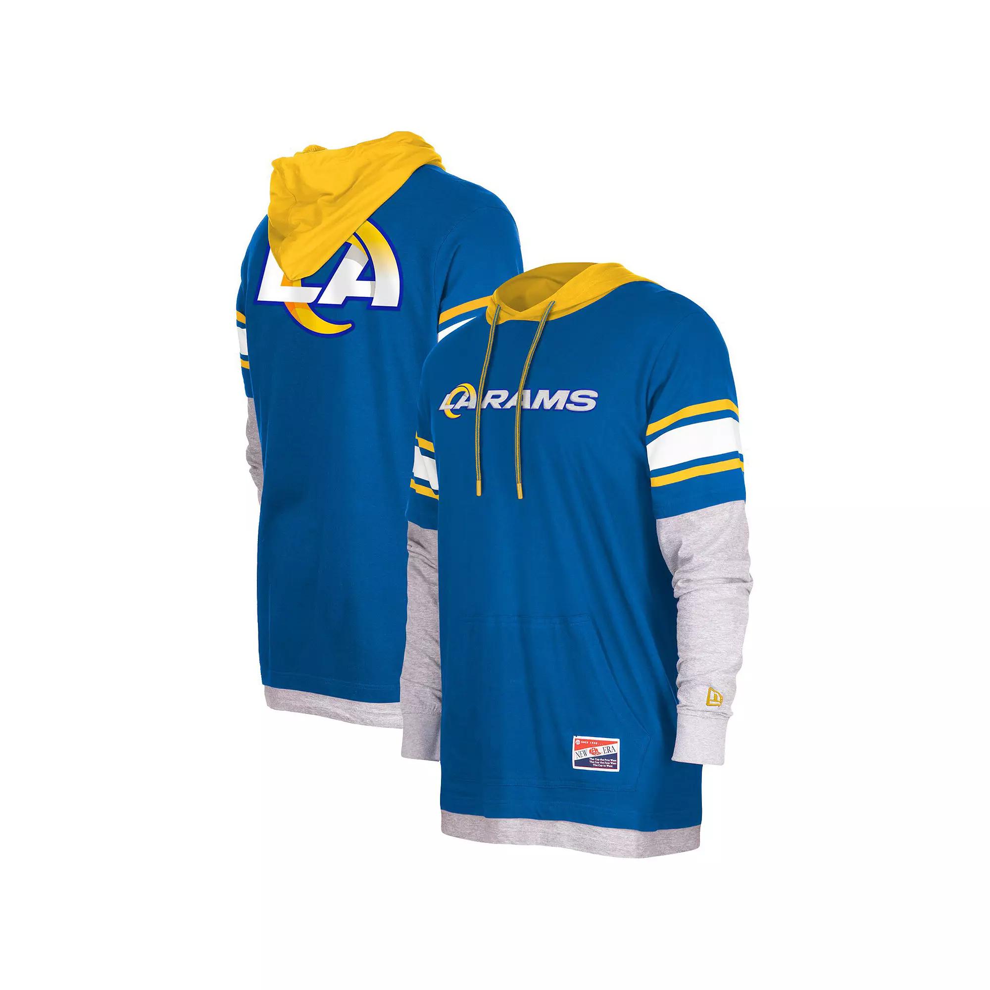 Men's New Era Royal Los Angeles Rams Current Day Long Sleeve Hoodie T-Shirt,  Product Image