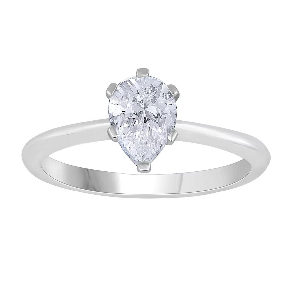 Diamond Medley 14k White Gold 2 Carat T.W. Lab-Grown Diamond Solitaire Ring, Women's, Size: 9, 14k Whgold Product Image