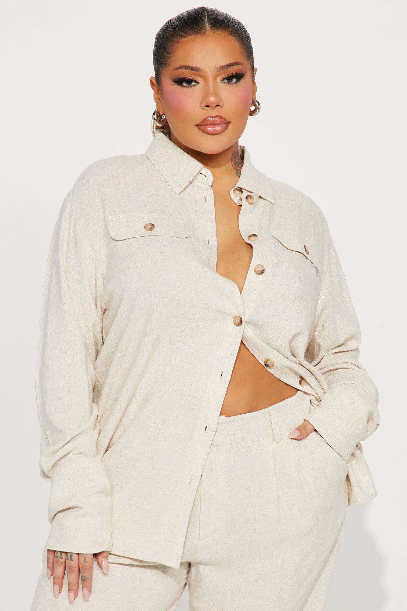 Reese Linen Pant Set - Oatmeal Product Image